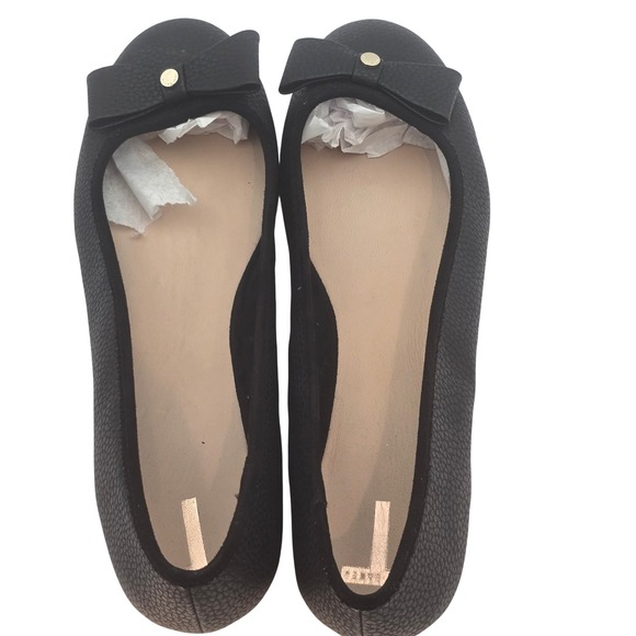 Ted Baker Allyson Bow Leather Ballerina Flats Black EU 39.5 US 9.5 NWOT